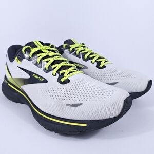 Brooks Men's White and Black Athletic Shoes with Yellow Accents